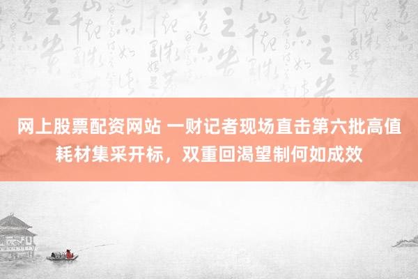 网上股票配资网站 一财记者现场直击第六批高值耗材集采开标，双重回渴望制何如成效