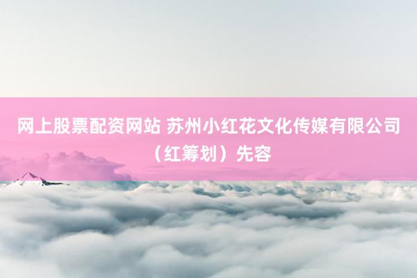 网上股票配资网站 苏州小红花文化传媒有限公司（红筹划）先容