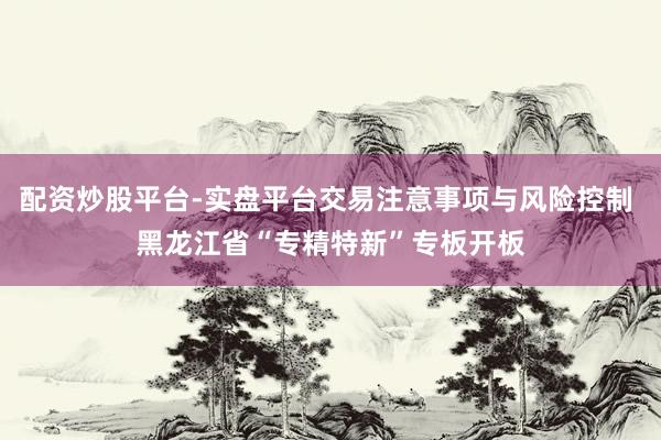 配资炒股平台-实盘平台交易注意事项与风险控制 黑龙江省“专精特新”专板开板