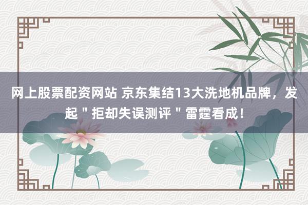 网上股票配资网站 京东集结13大洗地机品牌，发起＂拒却失误测评＂雷霆看成！