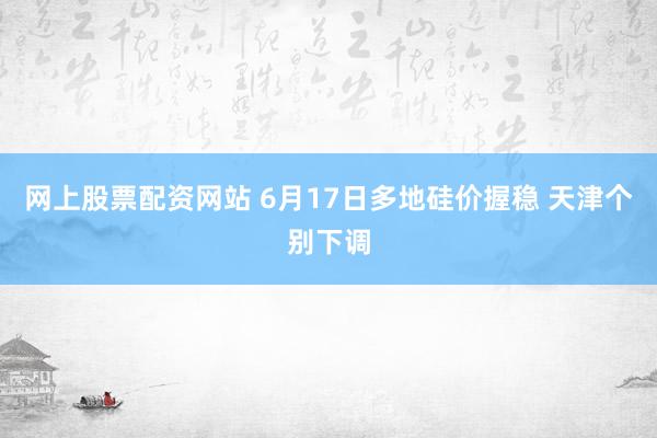 网上股票配资网站 6月17日多地硅价握稳 天津个别下调